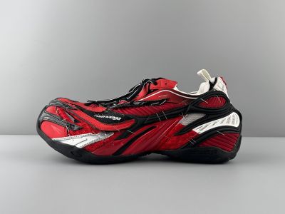Balenciaga Mesh Fabric & Synthetic Leather Upper Round Toe Retro Red Men's Shoes